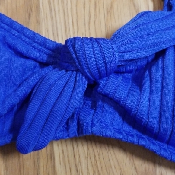 XHILARATION Ribbed Cutout Tie Bikini Swim Top Blue - Picture 6 of 8